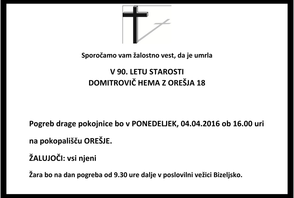Osmrtnica Hema Domitrovič