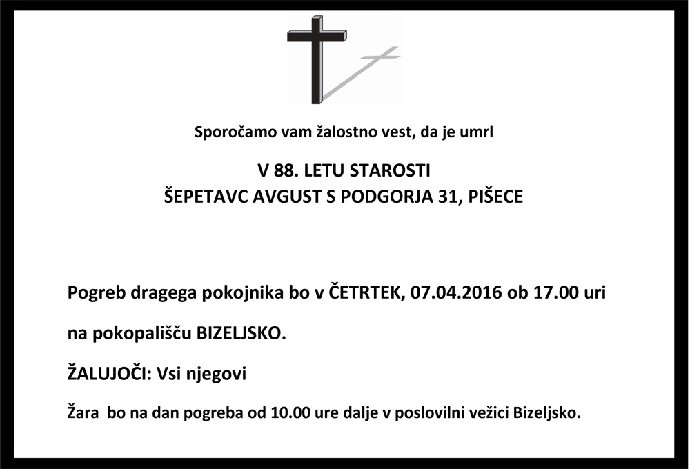 Osmrtnica Šepetavc Avgust