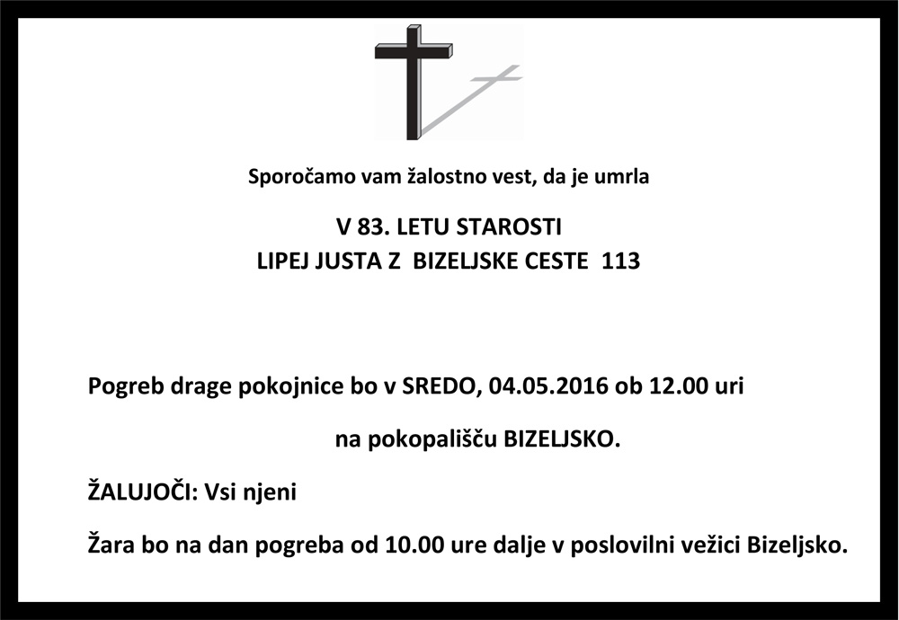 Osmrtnica Lipej Justa